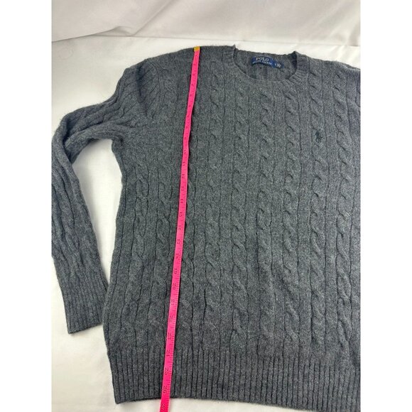 POLO RALPH LAUREN Mens Gray 100% Cashmere Cable Knit Crewneck Sweater sz.L - Picture 6 of 7